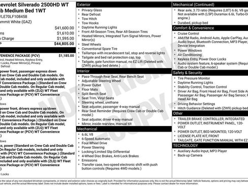 Used 2020 Chevrolet Silverado 2500 W/T w/ WT Convenience Package image 6