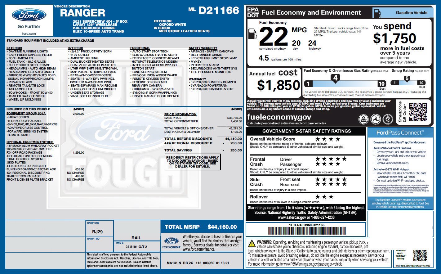Used 2021 Ford Ranger Lariat w/ Equipment Group 501A High AWD/4WD image 3