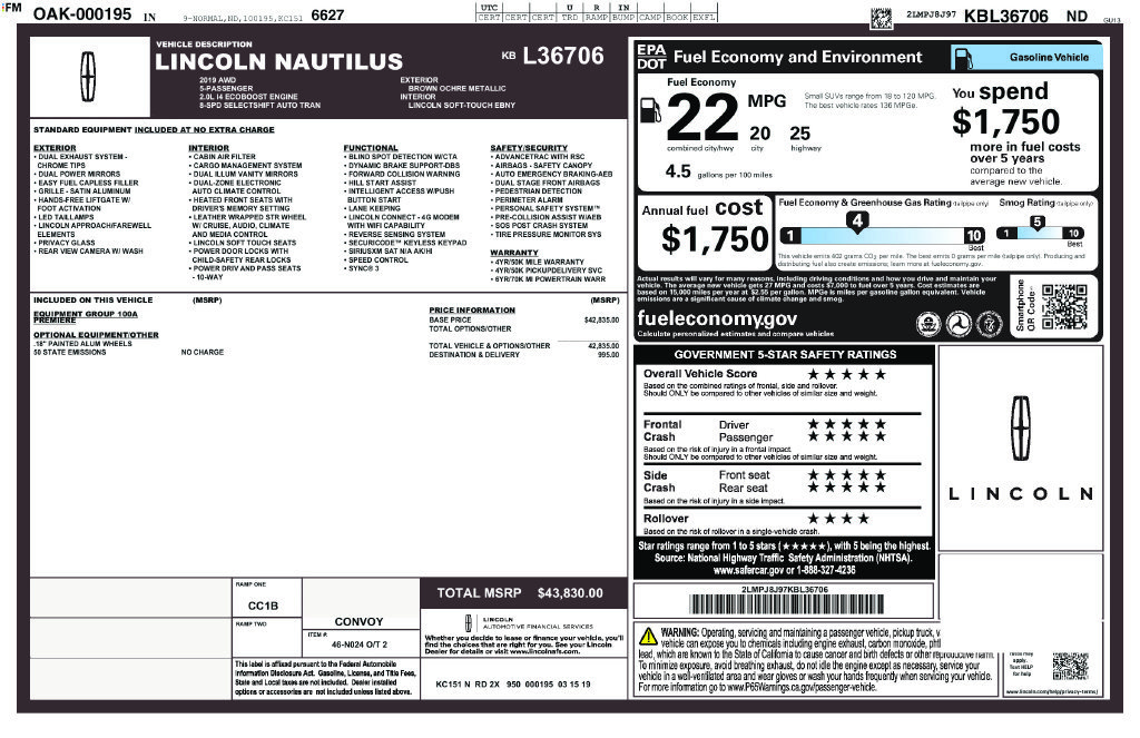 Used 2019 Lincoln Nautilus Premier AWD/4WD image 2