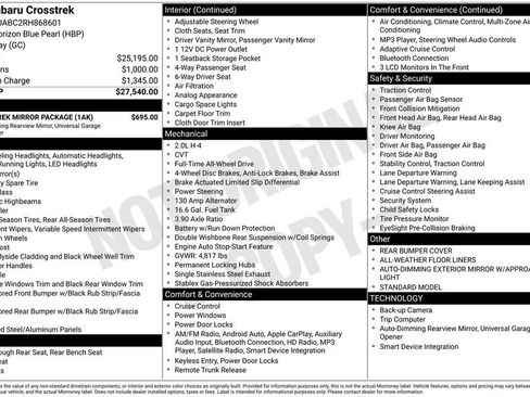 Used 2024 Subaru Crosstrek 2.0i w/ Crosstrek Mirror Package image 31