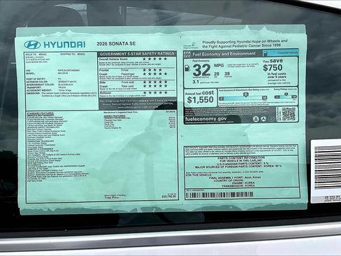 New 2026 Hyundai Sonata SE FWD image 17