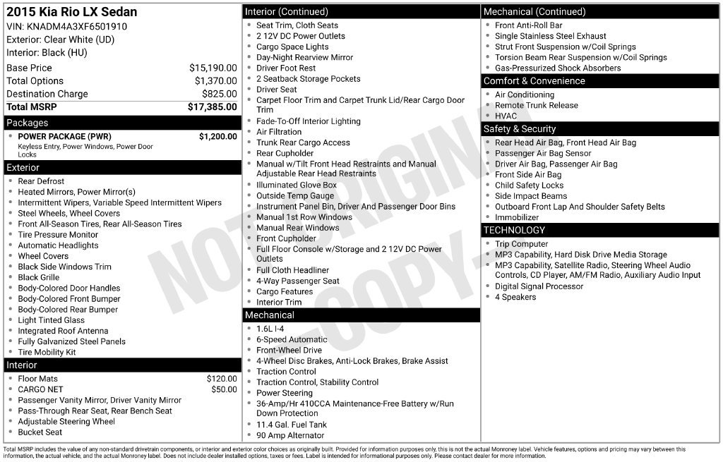 Used 2015 Kia Rio LX w/ Power Package FWD image 2