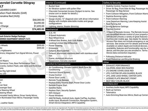 Used 2024 Chevrolet Corvette Stingray Coupe w/ 1LT RWD image 13