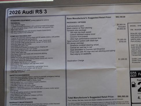 New 2026 Audi RS 3 AWD/4WD image 6