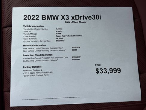 Certified 2022 BMW X3 xDrive30i w/ Premium Package 2 image 20