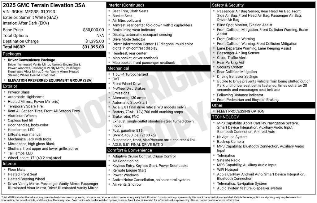 Used 2025 GMC Terrain Elevation FWD image 8