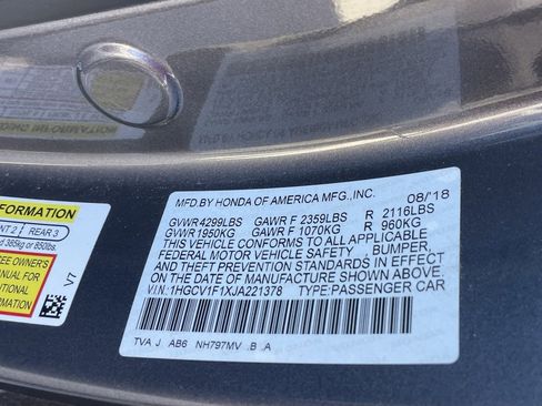 Used 2018 Honda Accord LX image 9