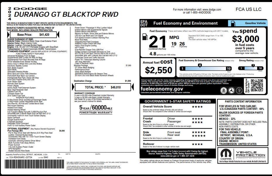 Used 2024 Dodge Durango GT RWD image 4