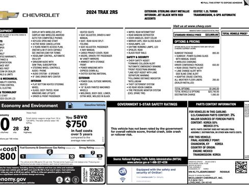 Used 2024 Chevrolet Trax RS w/ Sunroof Package FWD image 2