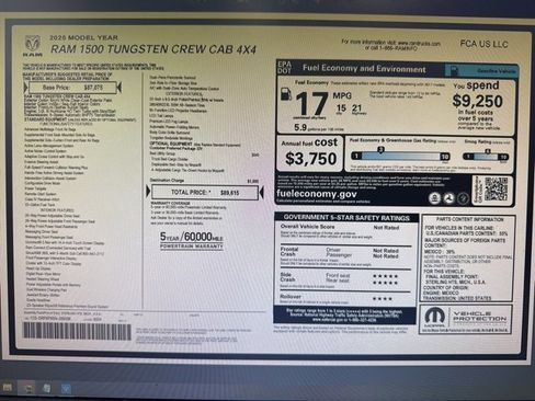 Used 2025 RAM 1500 Tungsten w/ Bed Utility Group image 5