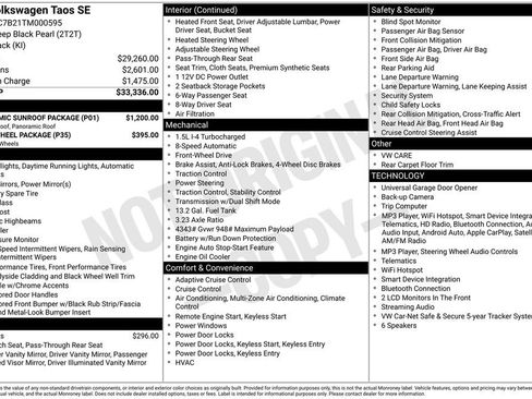 Used 2026 Volkswagen Taos SE w/ Panoramic Sunroof Package FWD image 2