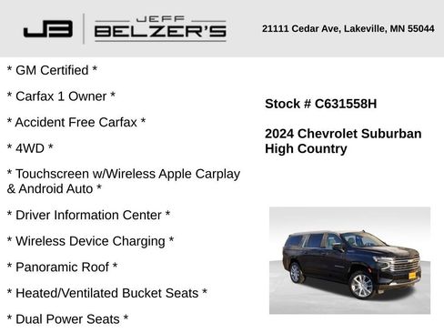 Certified 2024 Chevrolet Suburban High Country image 2