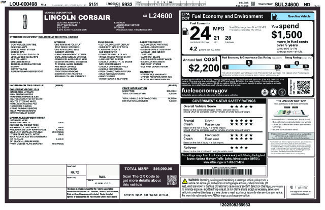 Certified 2025 Lincoln Corsair Reserve w/ Jet Appearance Package AWD/4WD image 33