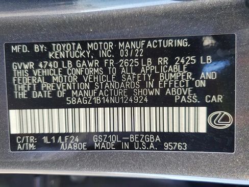 Used 2022 Lexus ES 350 F Sport w/ Accessory Package 2 FWD image 11