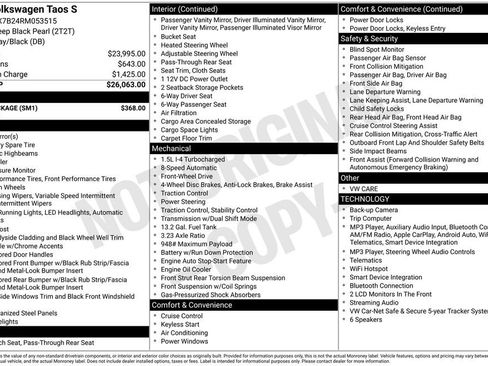 Used 2024 Volkswagen Taos S w/ MDO Package FWD image 31