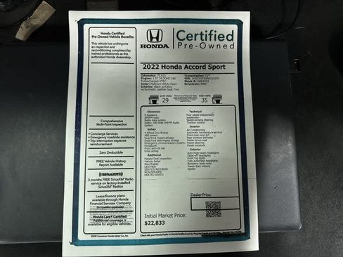 Certified 2022 Honda Accord Sport image 13