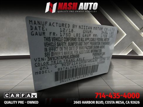 Used 2019 Nissan Versa S Plus FWD image 39