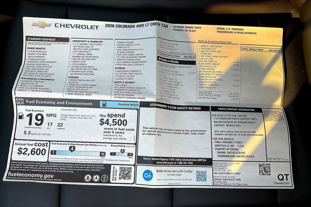 New 2026 Chevrolet Colorado LT w/ LT Convenience Package AWD/4WD image 20