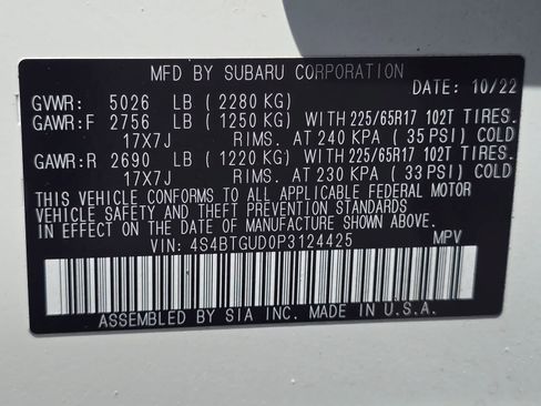 Certified 2023 Subaru Outback Wilderness AWD/4WD image 32