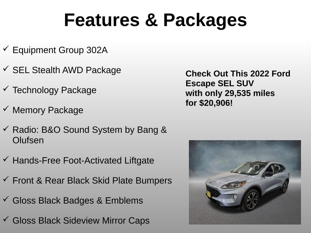 Certified 2022 Ford Escape SEL w/ SEL Stealth AWD Package image 4