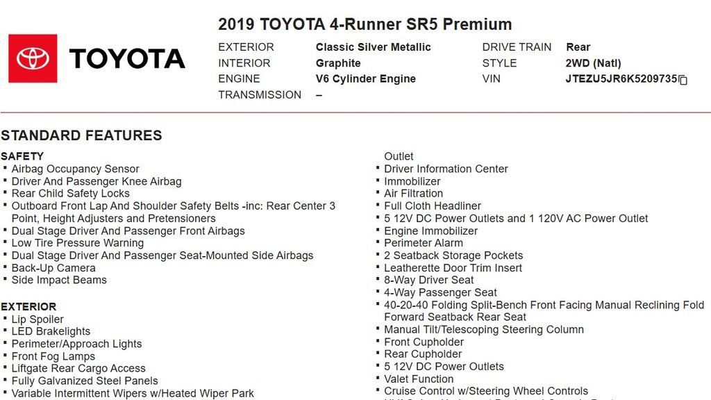 Used 2019 Toyota 4Runner SR5 Premium RWD image 16