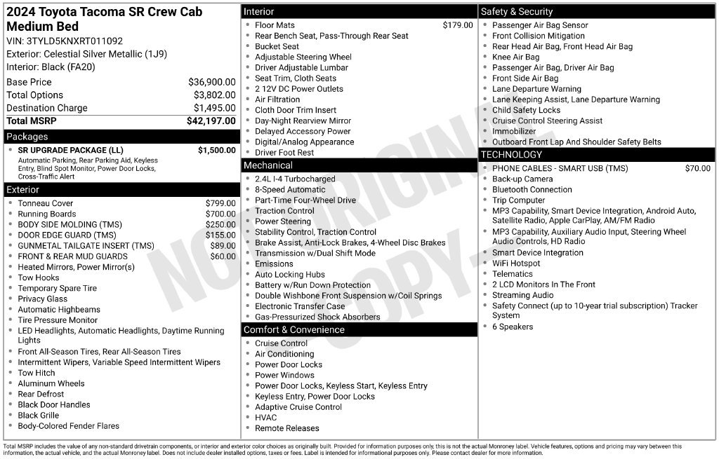 Used 2024 Toyota Tacoma SR w/ SR Upgrade Package AWD/4WD image 14