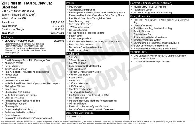 Used 2010 Nissan Titan SE w/ SE Value Truck Pkg AWD/4WD image 15