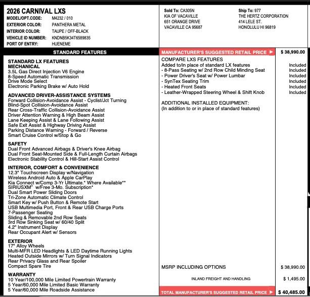 Used 2026 Kia Carnival FWD image 2