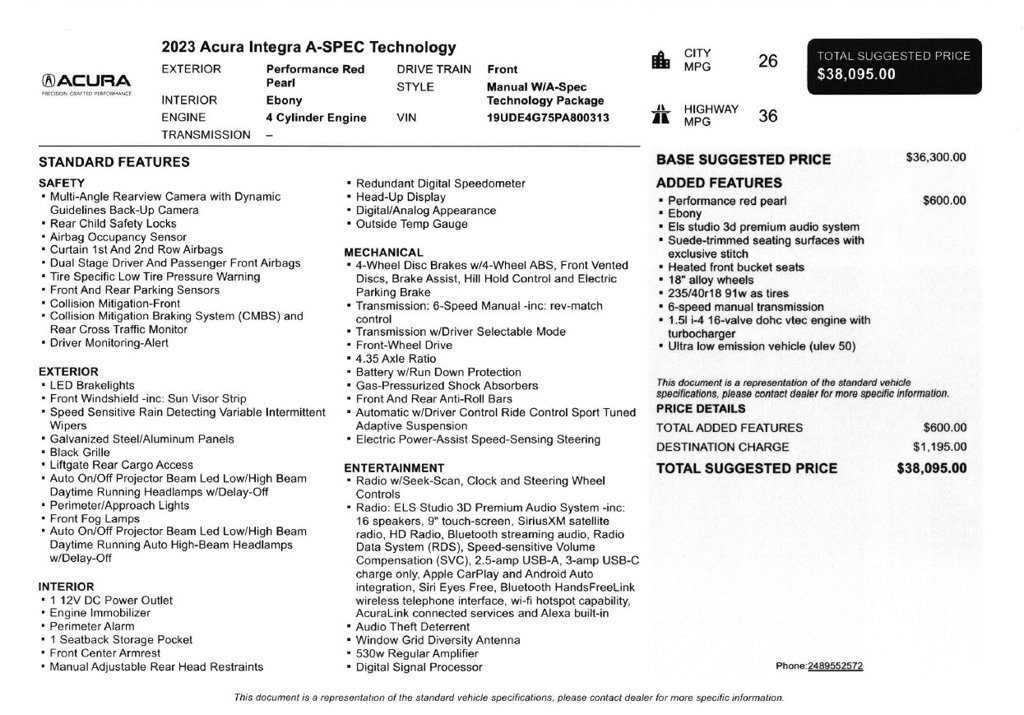 Used 2023 Acura Integra A-Spec w/ Technology Package FWD image 6