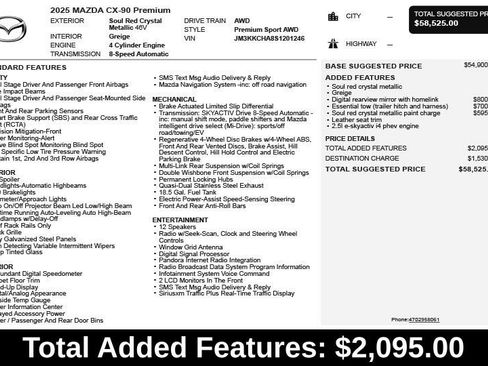 Used 2025 MAZDA CX-90 Plug-In Hybrid w/Premium Sport AWD/4WD image 3