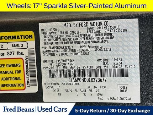 Certified 2020 Ford Fusion SE FWD image 35