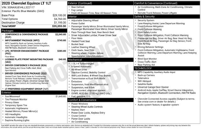Used 2020 Chevrolet Equinox LT AWD/4WD image 26
