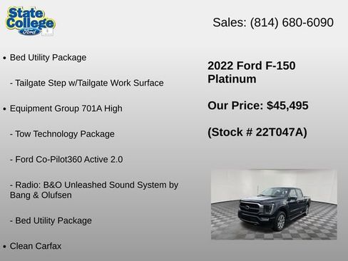Used 2022 Ford F150 Platinum w/ Equipment Group 701A High AWD/4WD image 12