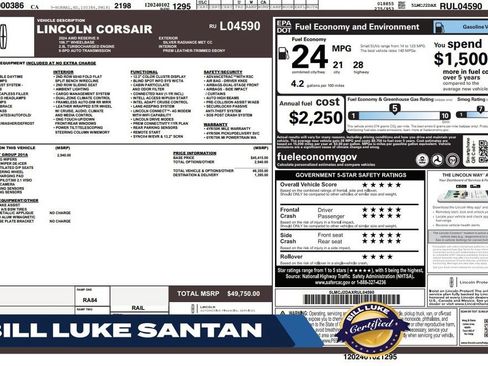 Used 2024 Lincoln Corsair Reserve w/ Equipment Group 201A AWD/4WD image 1