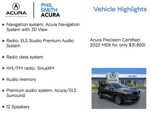 Certified 2022 Acura MDX w/ Technology Package FWD image 5