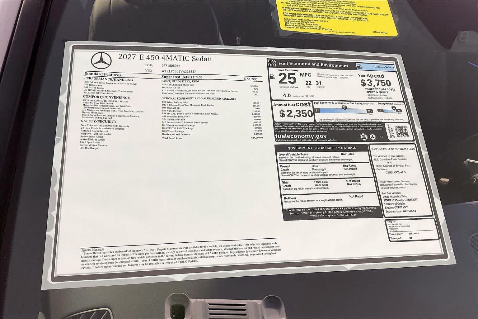New 2027 Mercedes-Benz E 450 4MATIC Sedan image 18