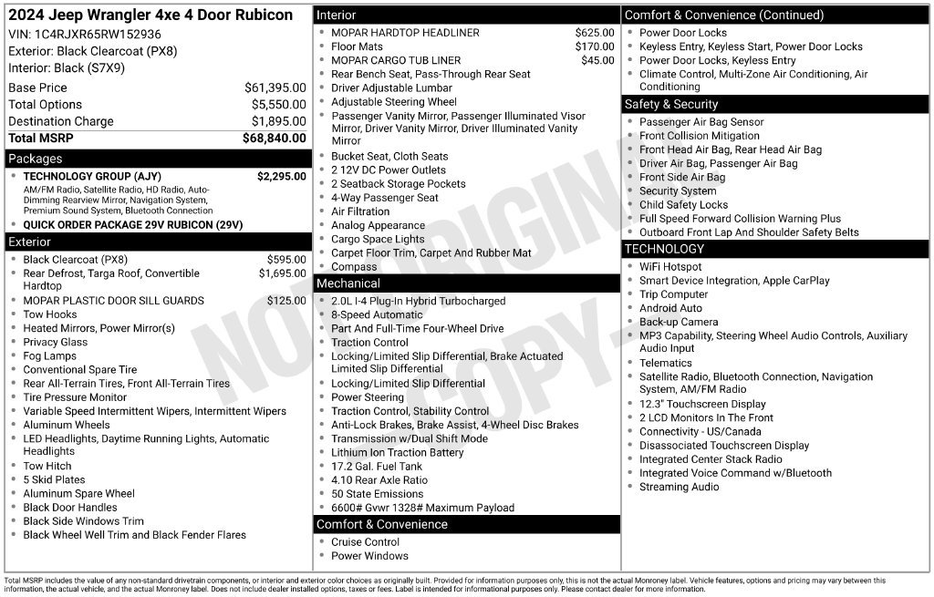 Used 2024 Jeep Wrangler Unlimited Rubicon 4xe w/ Technology Group AWD/4WD image 3
