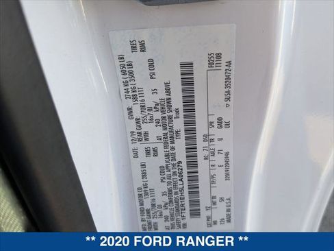 Certified 2020 Ford Ranger XL w/ Equipment Group 101A Mid image 25