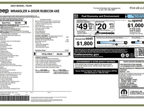 Used 2023 Jeep Wrangler Unlimited Rubicon 4xe AWD/4WD image 3