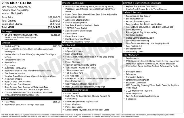 Used 2025 Kia K5 GT-Line w/ GT-Line Premium Package FWD image 2