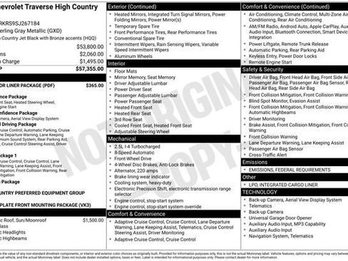 Used 2025 Chevrolet Traverse High Country w/ LPO, Floor Liner Package image 35