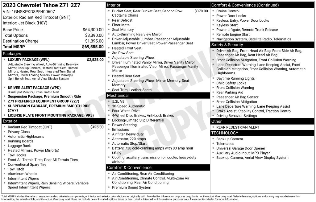 Used 2023 Chevrolet Tahoe Z71 w/ Luxury Package AWD/4WD image 9