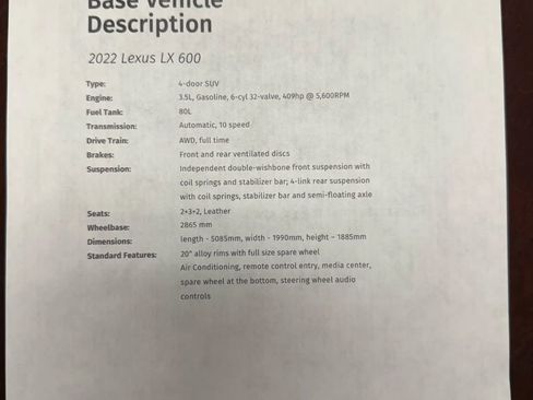 Used 2022 Lexus LX 600 4WD w/ Premium Package image 30