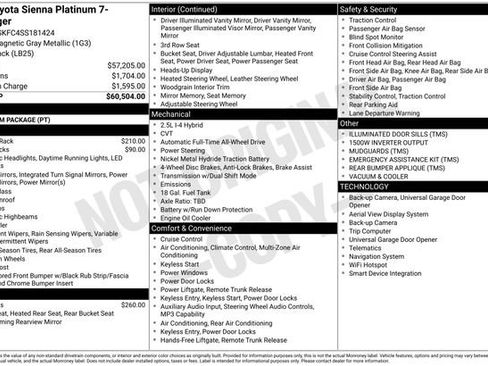 Used 2025 Toyota Sienna Platinum AWD/4WD image 19