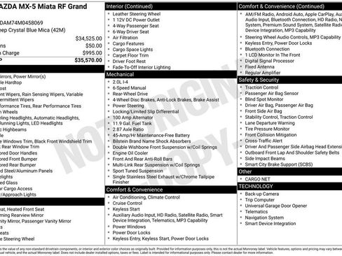 Certified 2021 MAZDA MX-5 Miata RF Grand Touring RWD image 16