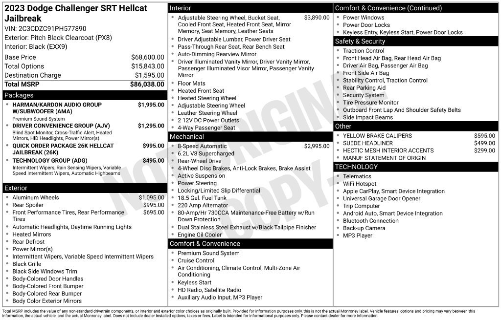 New 2023 Dodge Challenger SRT Hellcat RWD image 15