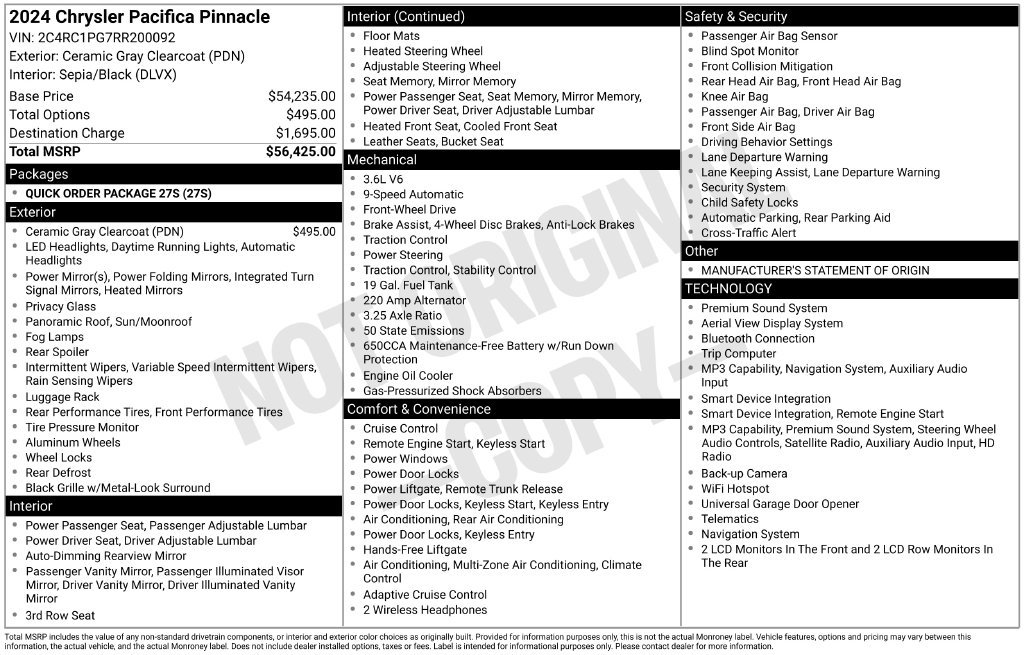 Used 2024 Chrysler Pacifica Pinnacle FWD image 2