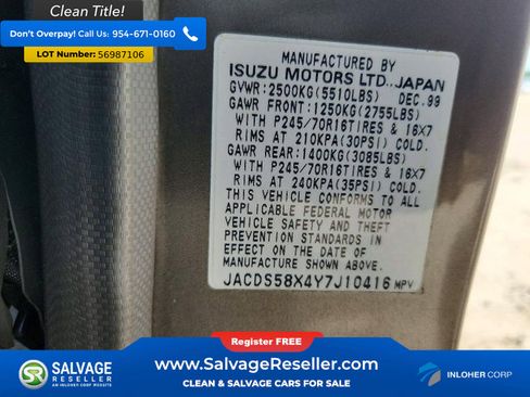 Used 2000 Isuzu Trooper 2WD 4-Door image 17