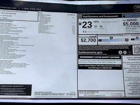 New 2026 Land Rover Range Rover Velar Dynamic SE image 18