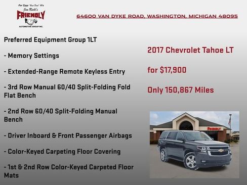 Used 2017 Chevrolet Tahoe LT w/ Luxury Package image 5